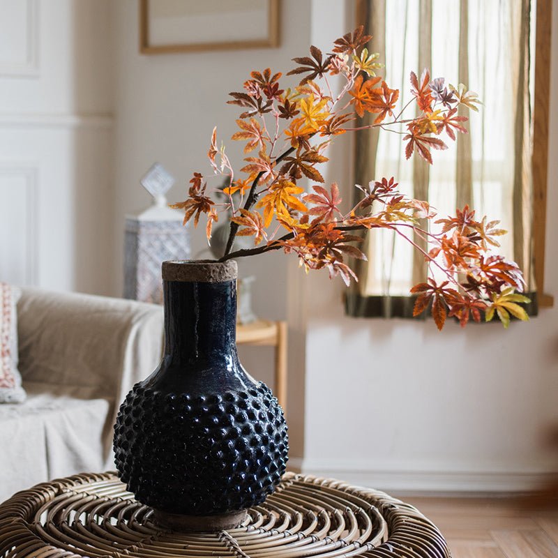 Large South East Asia Navy Blue Domo Coarse Pottery Vase