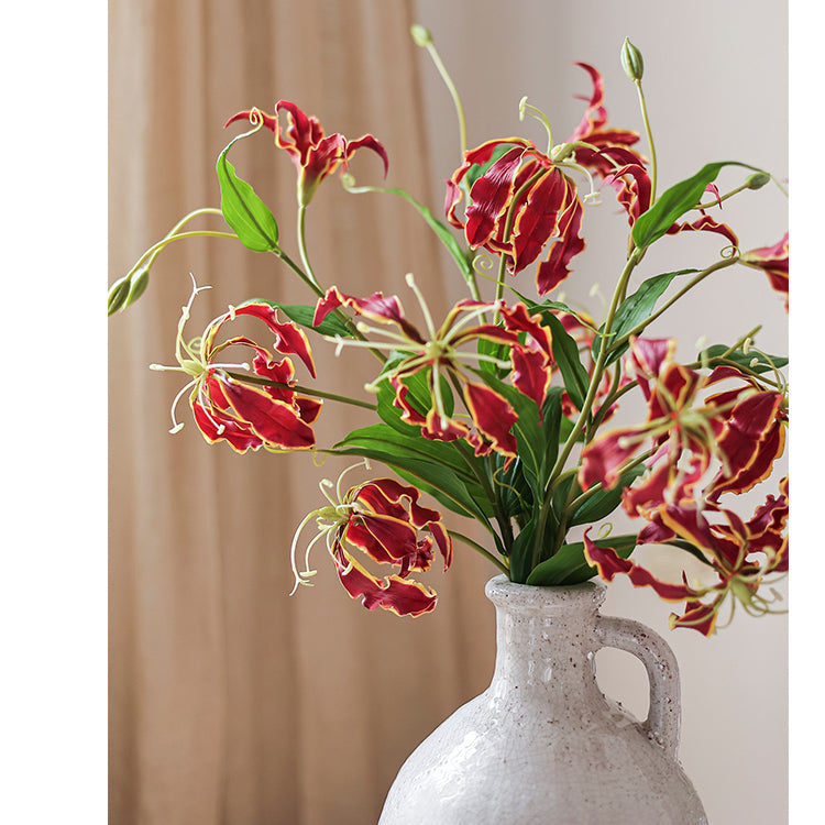 Faux Silk Flower Flame Lily Stem 29" Tall