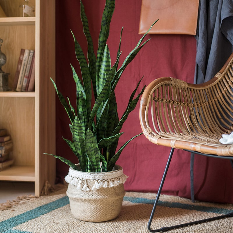 Faux Artificial Snake Plant In Pot Green