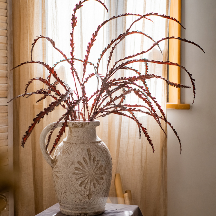 Artificial Spider Brake Fern Stem in Brown 43" Tall Faux