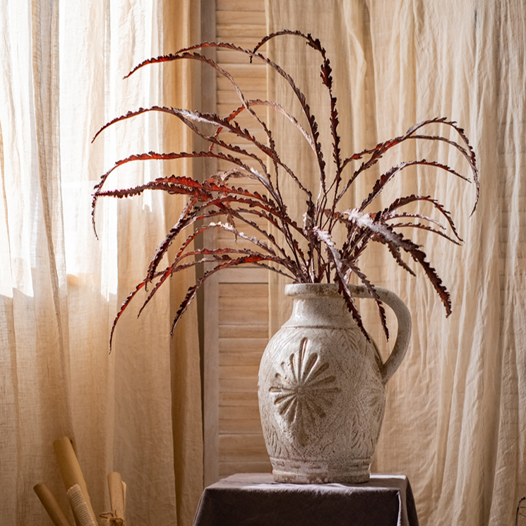 Artificial Spider Brake Fern Stem in Brown 43" Tall Faux