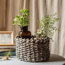 Natural Brown Straw Round Basket by RusticReach