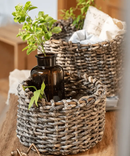Natural Brown Straw Round Basket by RusticReach