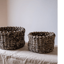Natural Brown Straw Round Basket by RusticReach