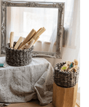 Natural Brown Straw Round Basket by RusticReach