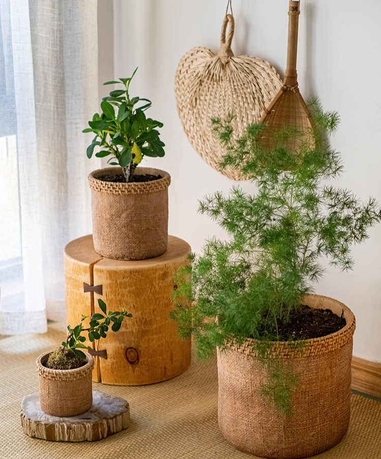 Straw Looking Concrete Planter