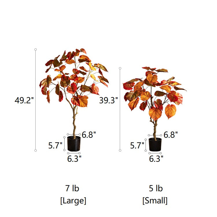 Artificial Silk Red Leaf Banyan Tree In Pot