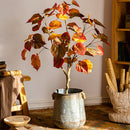 Artificial Silk Red Leaf Banyan Tree In Pot