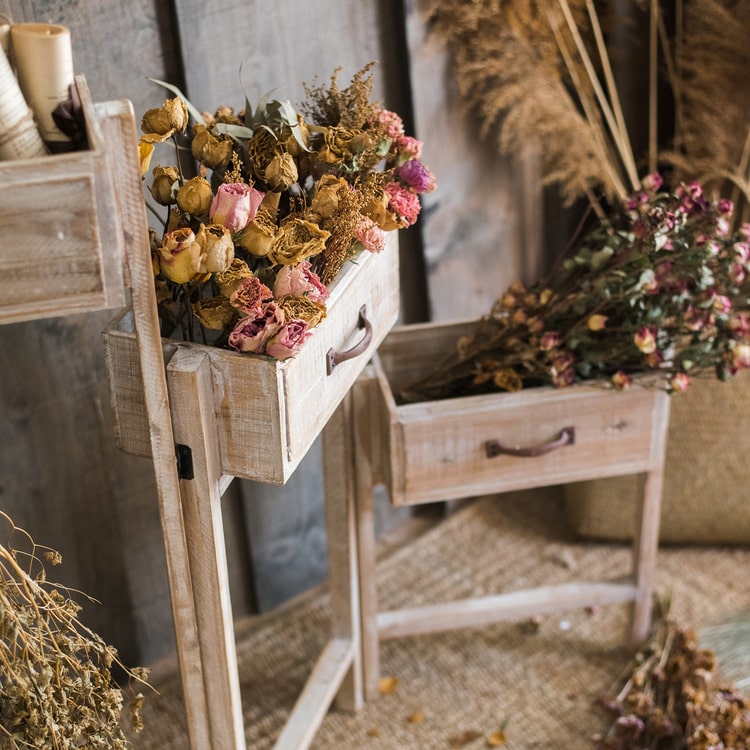 Solid Wood Drawer Style Decorative Plant Stand