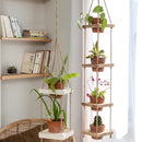 Wooden Rope Hanging Plant Shelf