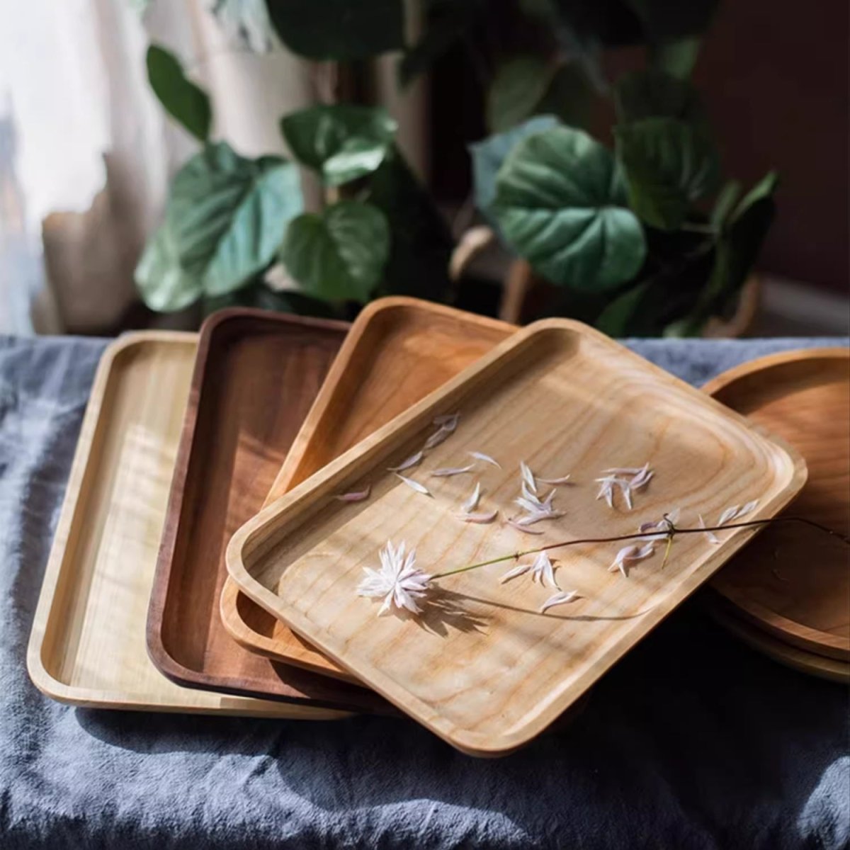 Natural Wood Plate Serving Tray, photo 5 of 14