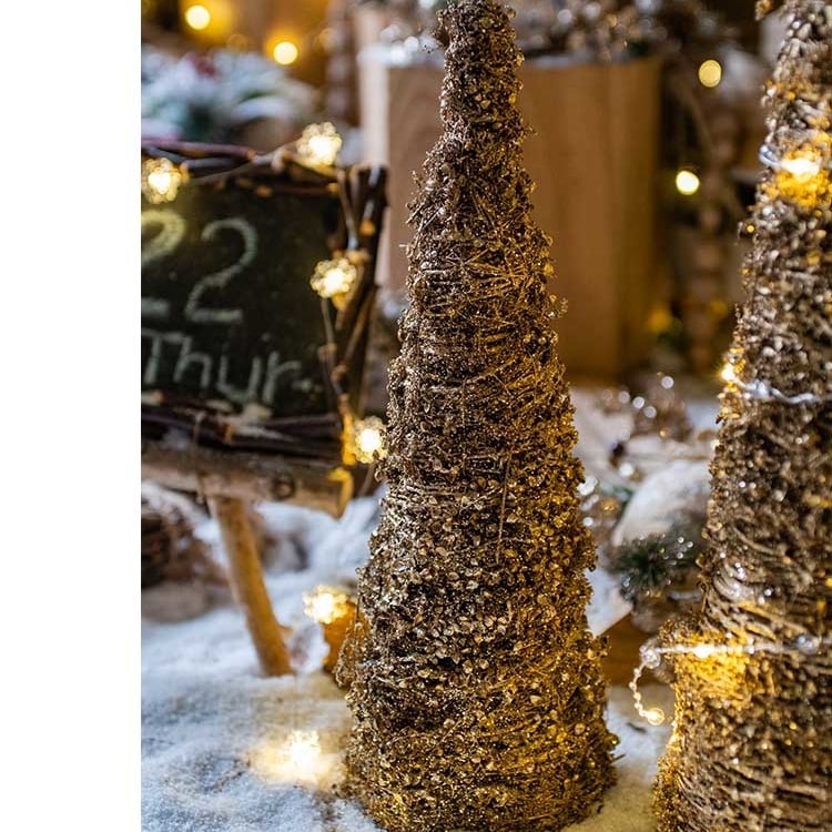 Christmas Rattan Cone Tree in Gold