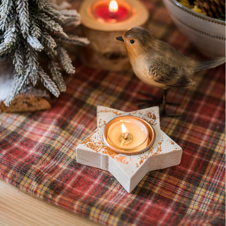 Christmas Wood Tealight Star Candleholder Set of 3