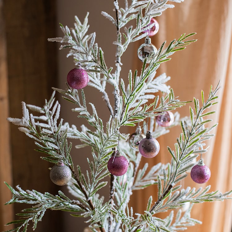 Cedar Fir Tree Snow Flocked Christmas Tree in Paper Wrapped Base