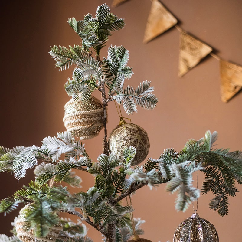 Silver Fir Tree Snow Flocked Christmas Tree in Artificial Moss Base