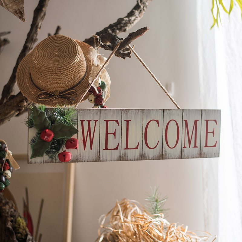 Christmas Welcome Sign Wooden Door Sign