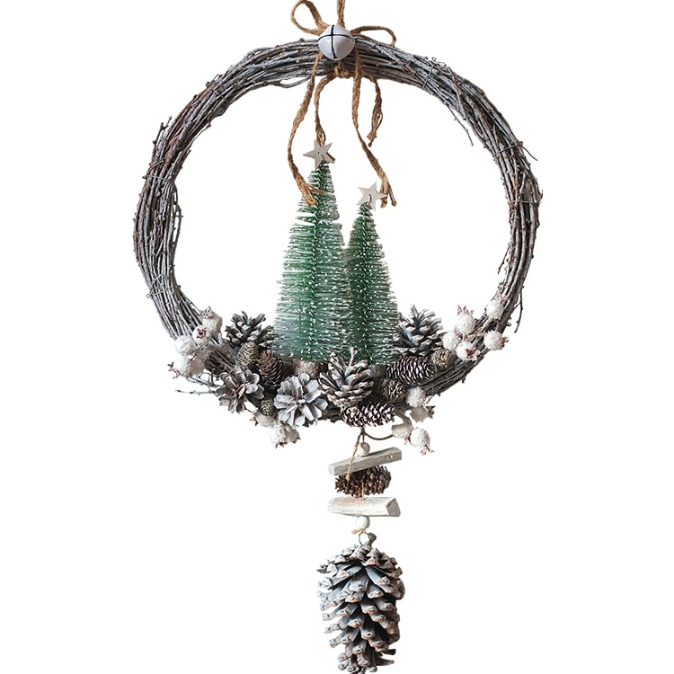 Christmas Wreath Rustic with Hanging Pine Cone