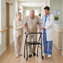 Lightweight Aluminum Mobility Walker for Seniors with 2 Wheels 5-Level Adjustable Height and Padded Seat