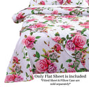 DaDa Bedding Romantic Roses Lovely Spring Pink Floral Garden Fitted & Flat Bed Sheet Set w/ Pillow Cases (JHW879) by DaDalogy Bedding Collection