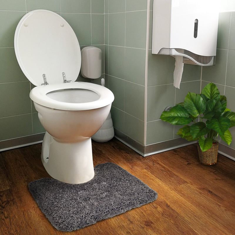 Solid Gray Bathroom Rugs Sets, Shower Rugs with Toilet Rugs U Shaped |U Shape