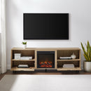 70" Modern Rattan Door Fireplace Console