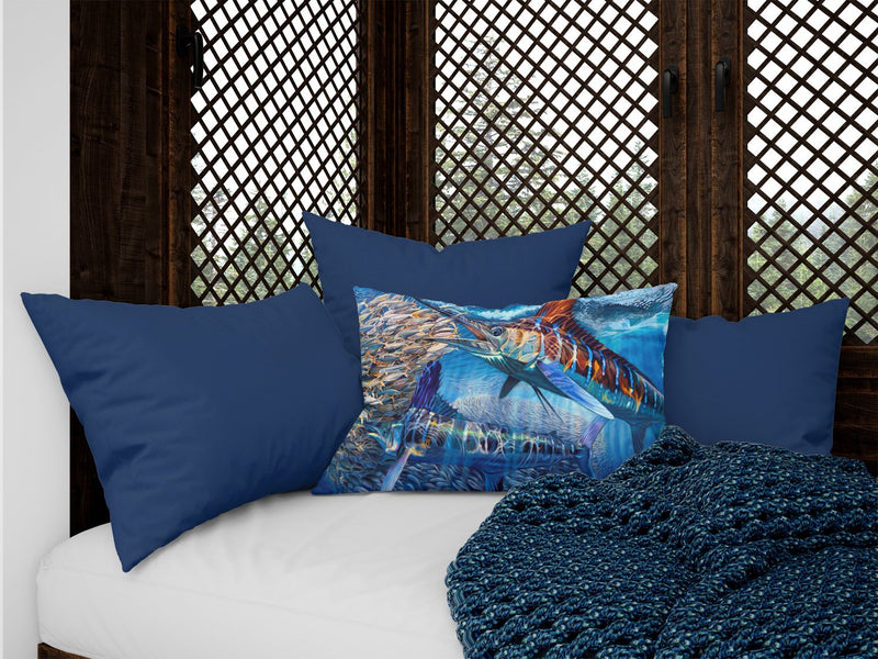 White Night White Marlin Canvas Fabric Decorative Pillow JMA2008PW1216