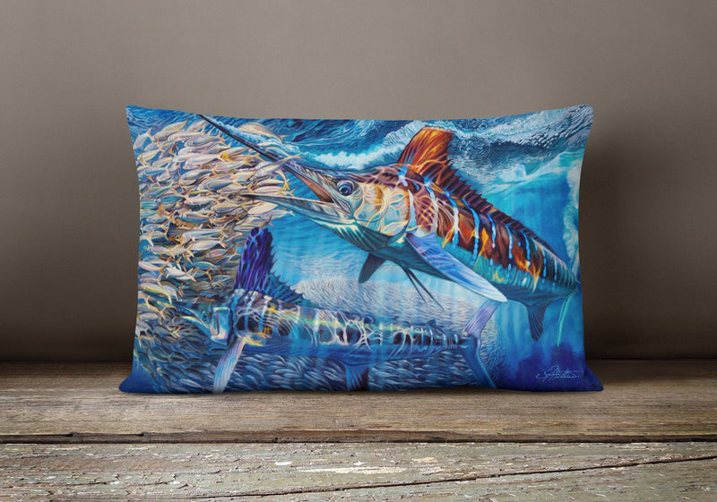 White Night White Marlin Canvas Fabric Decorative Pillow JMA2008PW1216