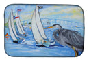 Blue Heron Sailboats Dog River Bridge Dish Drying Mat – Absorbent, Artistic Kitchen Essentials JMK1001DDM