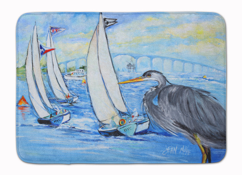 Blue Heron Sailboats Dog River Bridge Machine Washable Memory Foam Mat JMK1001RUG