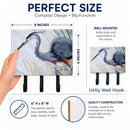 Blue Heron Frog hunting Leash or Key Holder Wall Hooks, Coat Rack Wall Mount, for Hanging Keys, Towels, Aprons, Leashes
