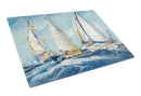 Roll me over Sailboats Cutting Board Tempered Glass Kitchen Cutting Surface, Heat Resistant Chopping, Non-Slip Feet, Food Prep & Serving