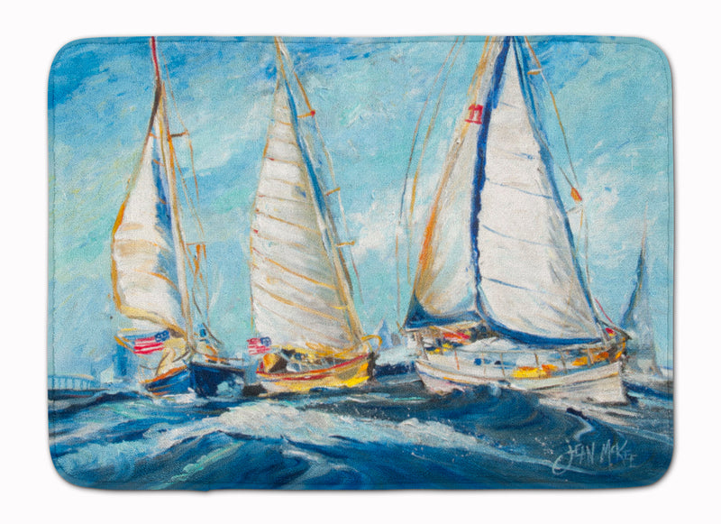 Roll me over Sailboats Machine Washable Memory Foam Mat JMK1027RUG