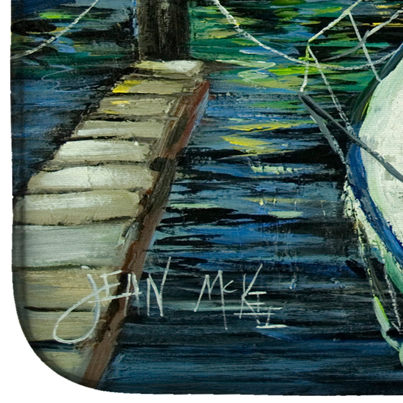 Night on the Docks Sailboat Dish Drying Mat JMK1031DDM