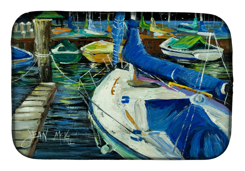 Night on the Docks Sailboat Dish Drying Mat JMK1031DDM