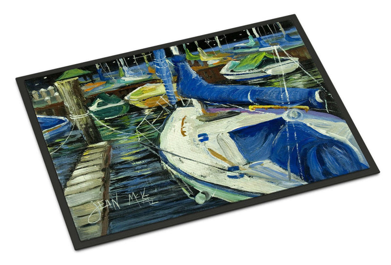 Night on the Docks Sailboat Indoor or Outdoor Mat 18x27 JMK1031MAT