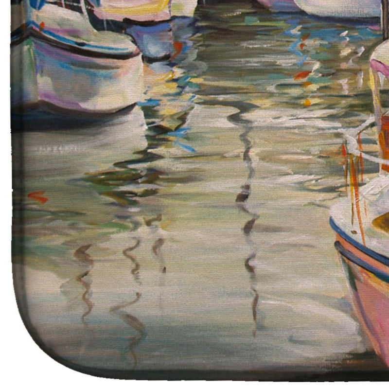 Black Sails Sailboat Dish Drying Mat – Absorbent, Artistic Kitchen Essentials JMK1032DDM