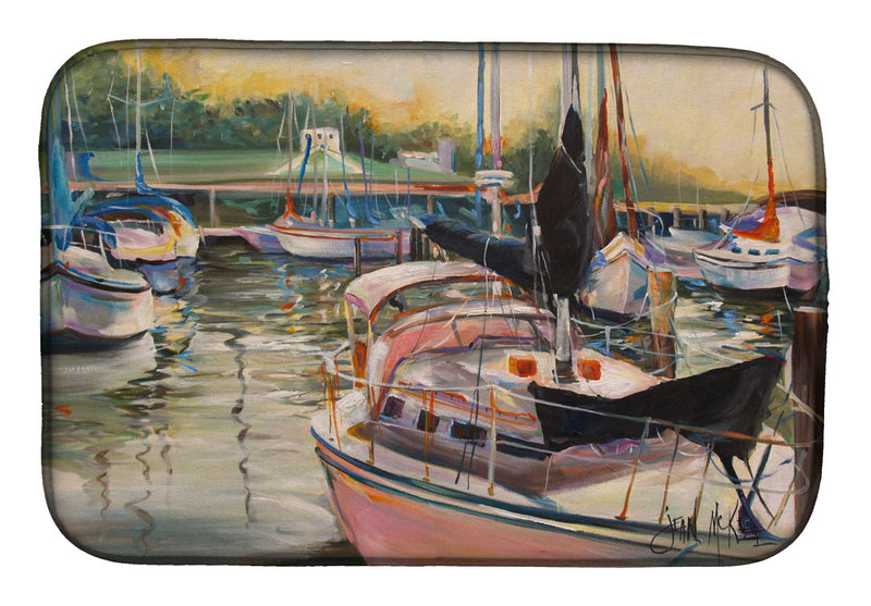 Black Sails Sailboat Dish Drying Mat – Absorbent, Artistic Kitchen Essentials JMK1032DDM