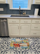 Three Boats Sailboats Memory Foam Kitchen Mat Machine Washable Anti-Fatigue Cushion Comfort Bath or Kitchen Rug