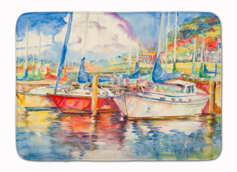 Three Boats Sailboats Machine Washable Memory Foam Mat JMK1034RUG