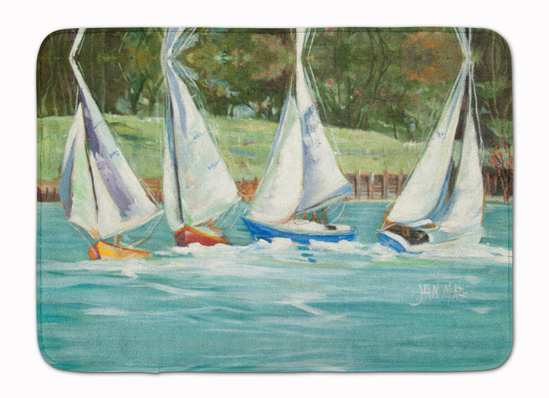 Sailboats on the bay Machine Washable Memory Foam Mat JMK1035RUG