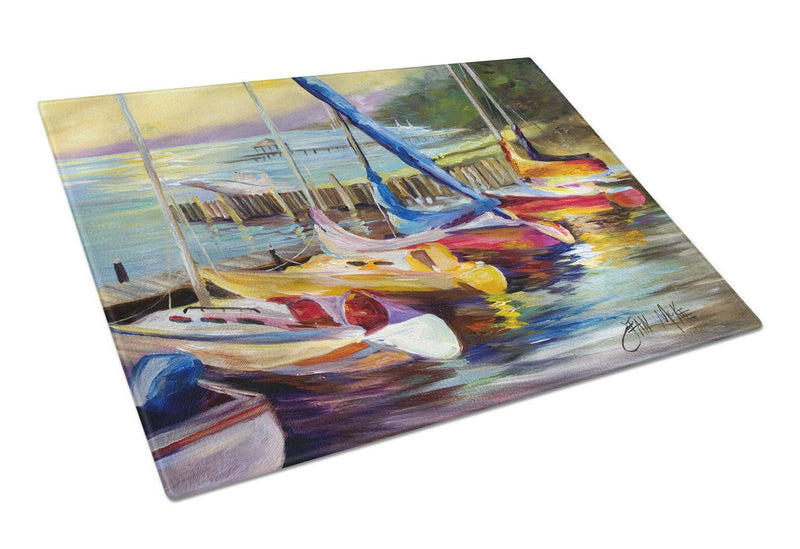 Sailboats at sunset Glass Cutting Board Large JMK1036LCB