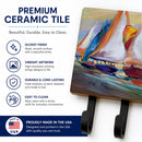 Sailboat Race in Dauphin Island Leash or Key Holder Wall Hooks, Coat Rack Wall Mount, for Hanging Keys, Towels, Aprons, Leashes