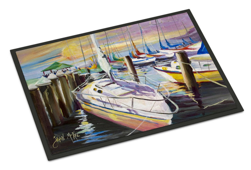 Sailboats at the Fairhope Yacht Club Docks Indoor or Outdoor Mat 18x27