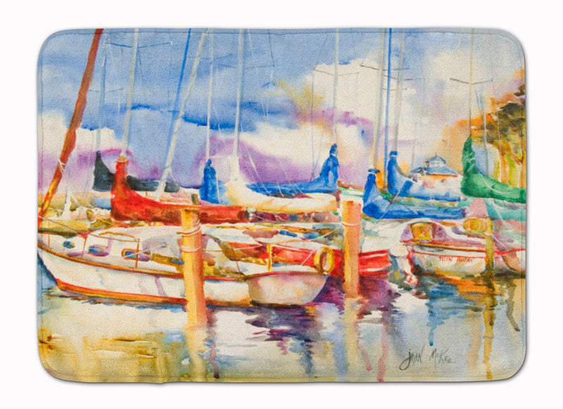 End Stall Sailboats Machine Washable Memory Foam Mat JMK1049RUG