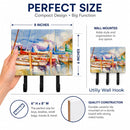 End Stall Sailboats Leash or Key Holder Wall Hooks, Coat Rack Wall Mount, for Hanging Keys, Towels, Aprons, Leashes