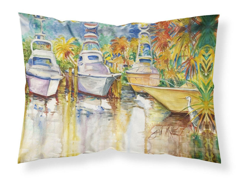 Blue Heron and Deep Sea Fishing Boats Fabric Standard Pillowcase