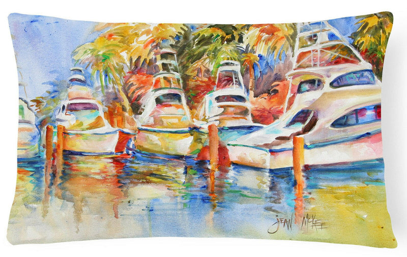 Deep Sea Fishing Boats at the Dock Canvas Fabric Decorative Pillow JMK1052PW1216