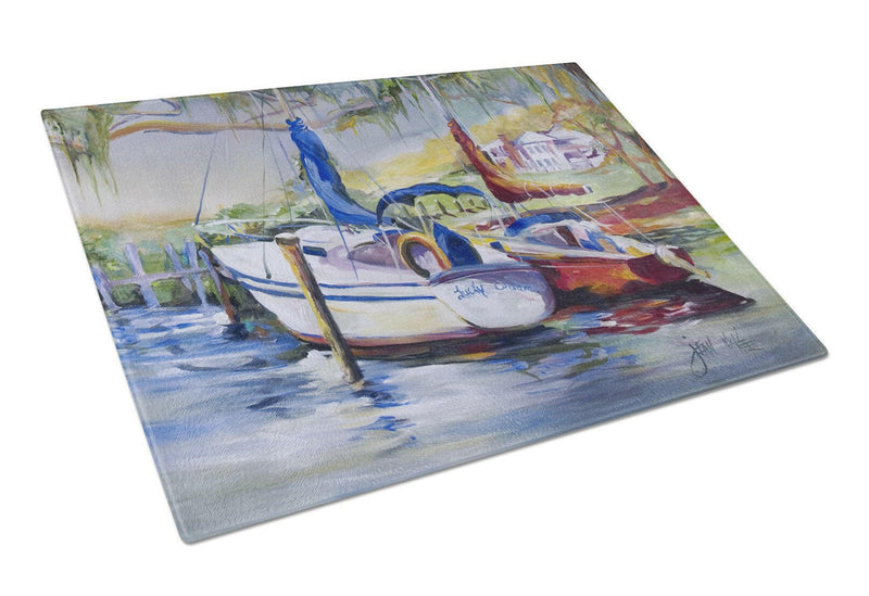 Lucky Dream Sailboat Glass Cutting Board Large JMK1053LCB