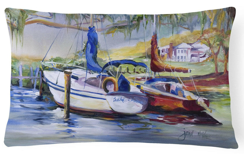 Lucky Dream Sailboat Canvas Fabric Decorative Pillow JMK1053PW1216