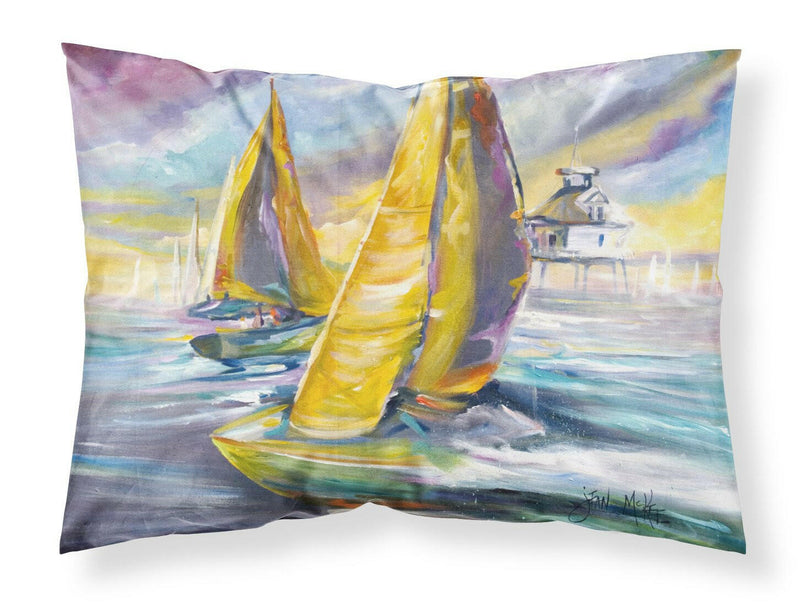 Sailboat with Middle Bay Lighthouse Fabric Standard Pillowcase JMK1061PILLOWCASE